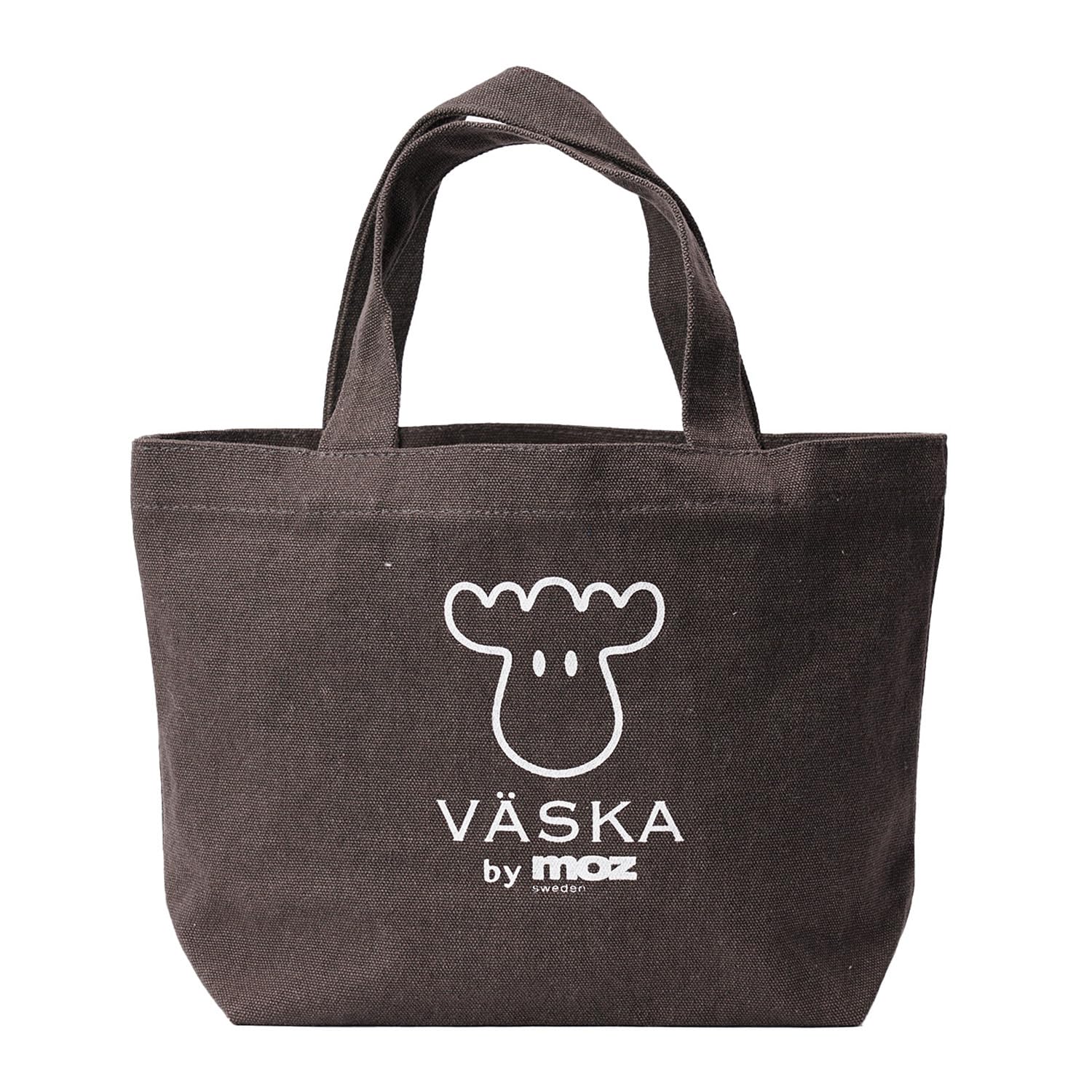 VASKA by moz Светло-синяя холщовая сумка-тоут, скандинавский, шведский, дизайн с лосем, женская, маленькая, сумка для обеда, хлопок, VSWE-01A, угольно-черный, коричневый