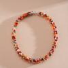 Farbiger Glasperlen Vintage Ethnischer Glas Halskette Hals Schmuck Retro Liebhaber Choker Feiertag