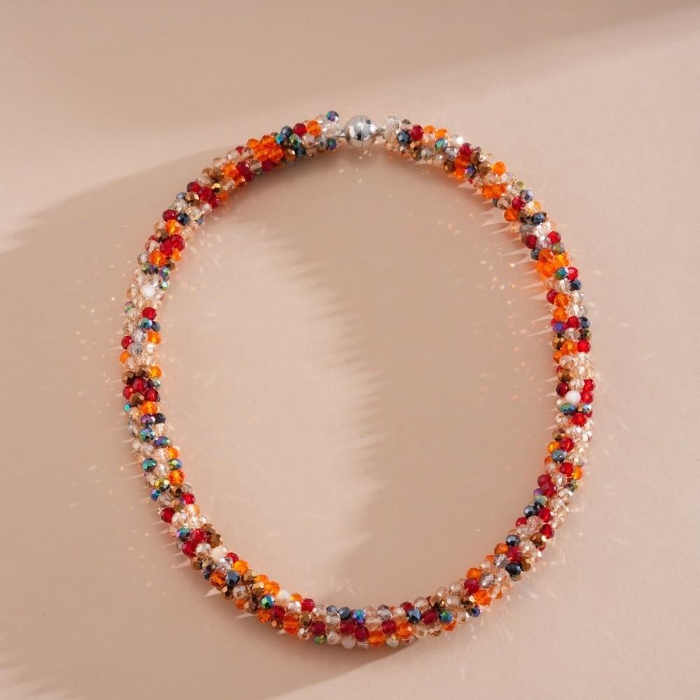 Farbiger Glasperlen Vintage Ethnischer Glas Halskette Hals Schmuck Retro Liebhaber Choker Feiertag