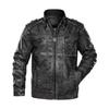 European size wash faded leather jacket PU multi-pocket European and American retro style leather jacket