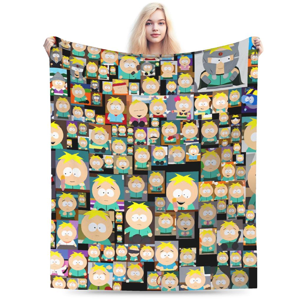 Soft Warm Blanket Southes Cartoon Parks Boy Girl Plush Throw Blanket Street Trend Couch Bed Flannel Bedspread Sofa Bed Cover