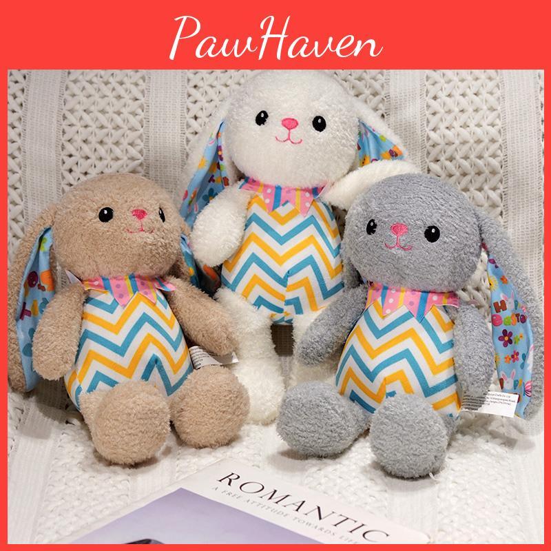 Easter Striped Rabbit Plush Toy Animal Stuffed Doll Decoration Kids Gift 30cm