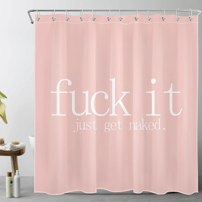 LB Fuck IT Get Naked Shower Curtain Black and White Funny Shower Curtains for Bathroom Decor Waterproof Polyester Fabric 60x72 inch Bathroom Set with