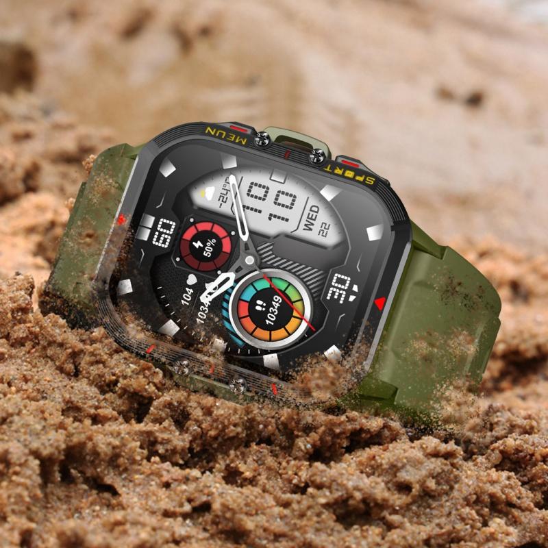 Rainbuvvy T21 Outdoor Smartwatch Dual-mode 1.96inch HD 240x282 BT5.2 Bluetooth Call 280mAh IP67 Waterproof Android Rugged Smart Bracelet