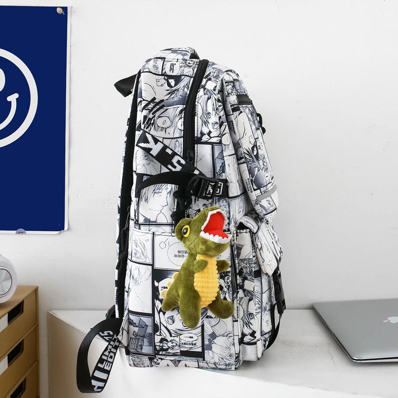 Graffiti Print Student Schoolbag Boys Large Capacity Backpack Girls Campus Backpack