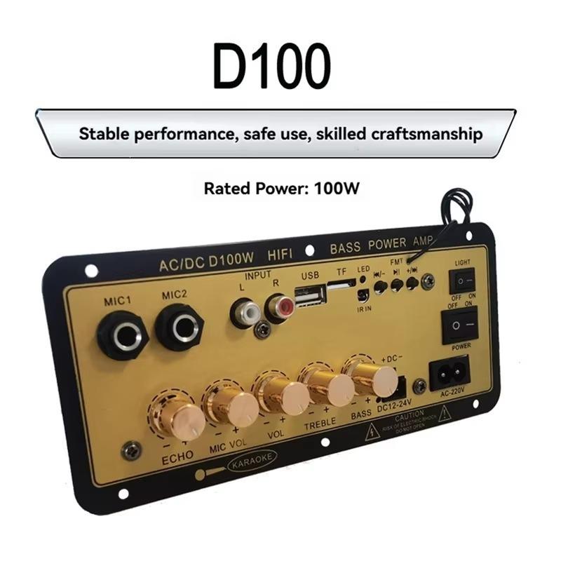 D100 Digitaler Audioverstärkerplatine Mit Bluetooth/MIC-Eingang/Echo/TF/USB/Radio 100W AC/DC Für Auto Oder Zuhause