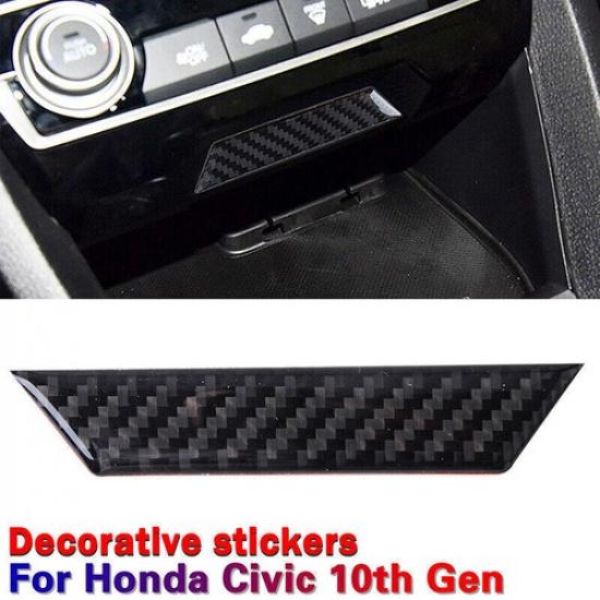 Fits Honda Civic 10th Gen 2016-20 Carbon Fiber Console Storage Box Trim Sticker