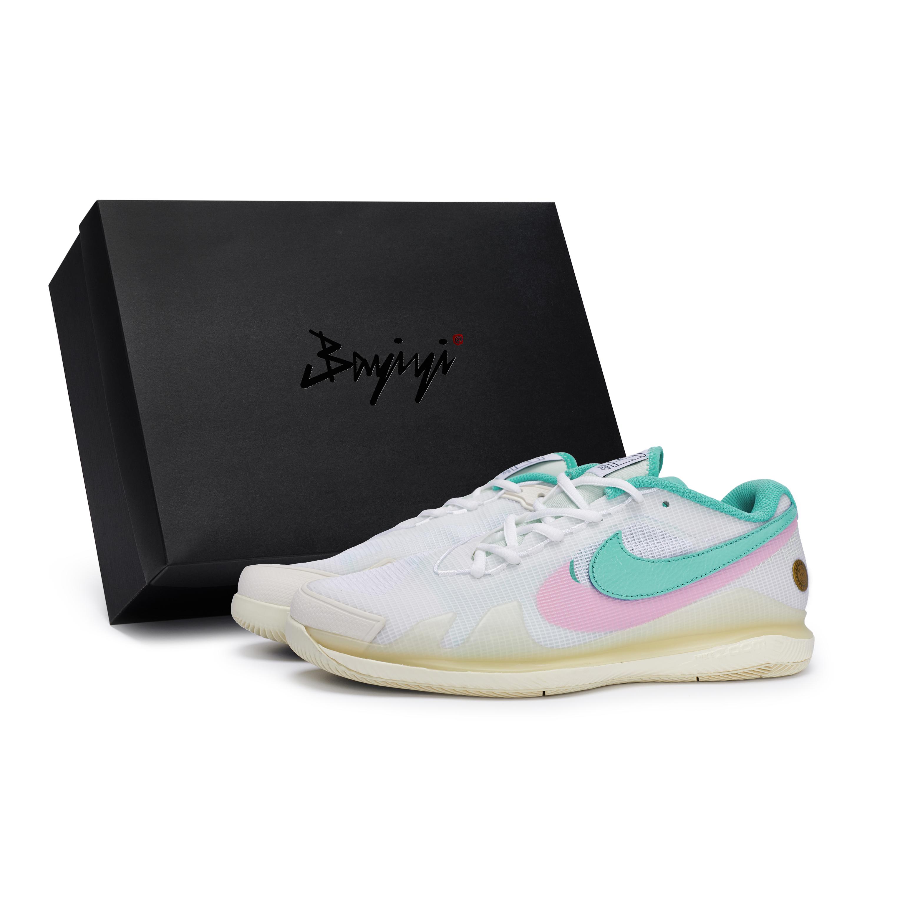 

Nike Air Zoom Vapor Pro Slip Resistant Abrasion Resistant Low top Tennis Shoes Unisex White Pink Green HM3705-141(Team80-SBOX) 45