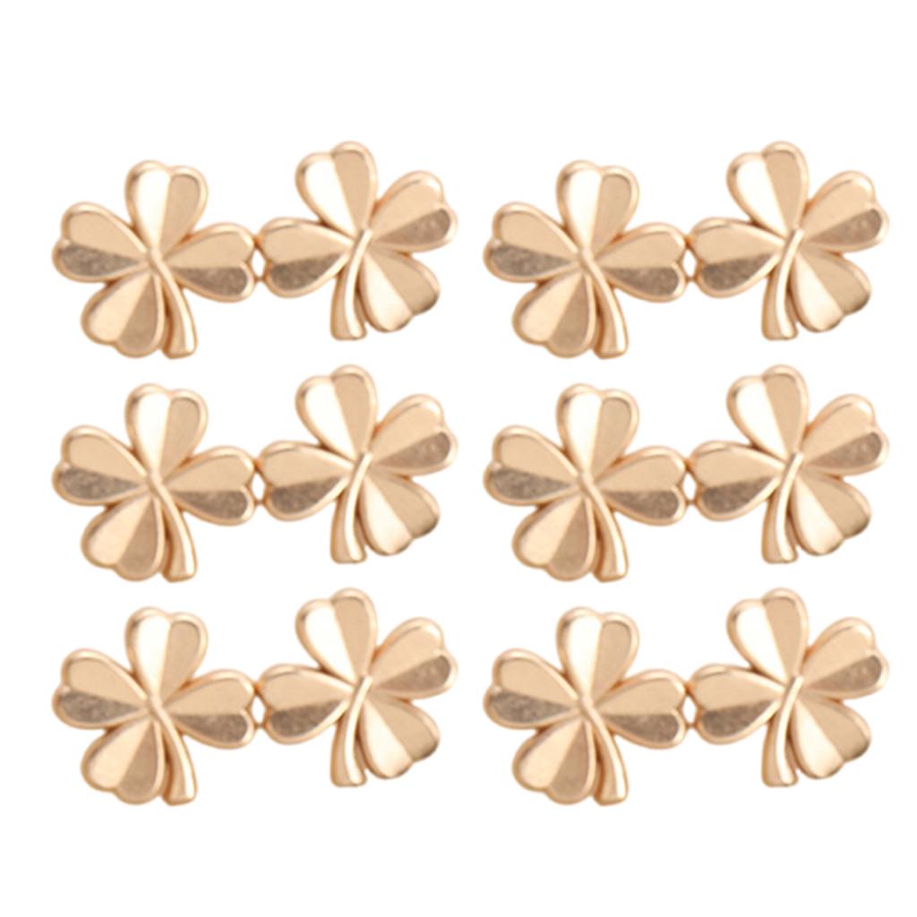 3/6Pieces Clover Waist Tighten Pin for Pants Jeans Metal Waist Cinching Button Clasp Waist Brooch Clip Waist Fitness Pin