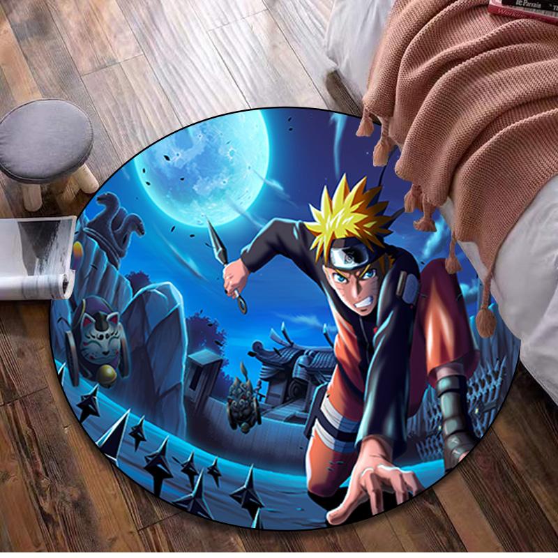 1Pc Naruto Circular Rug Office Decorative Carpet For Living Room Bedroom Door Mat Floor Carpet Computer Chair Area Rug
