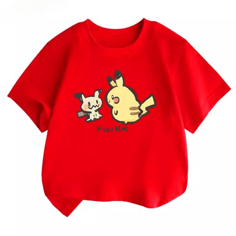Potdemiel Summer New Pikachu Children's Pure Cotton T-Shirt, Comfortable and Breathable, Suitable for Both Boys and Girls.