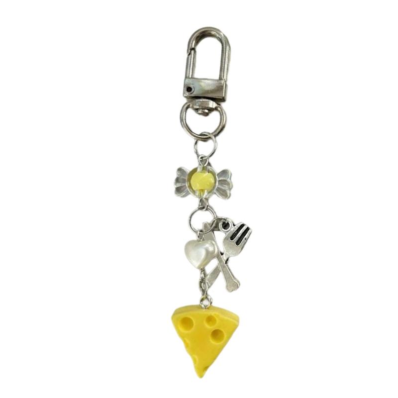 Cheese Phone Charm Acrylic Beaded Phone Chain Elegant Mobile Phone Lanyard Pendant Detachable Keychain for Women 1