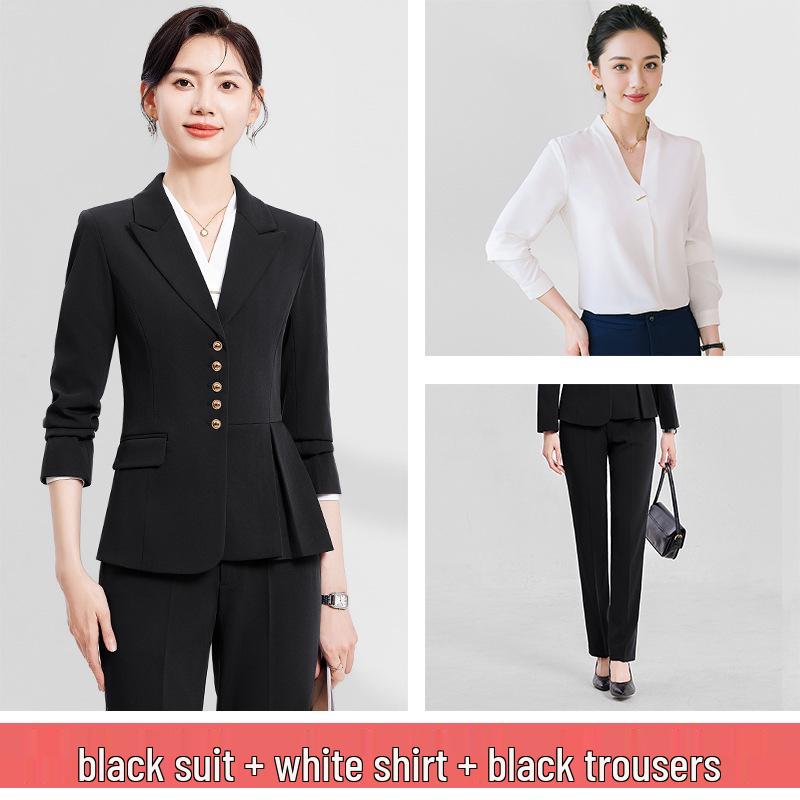Autumn Korean Style Women's Professional Suit Set for Office and Jewelry Store Receptionists
