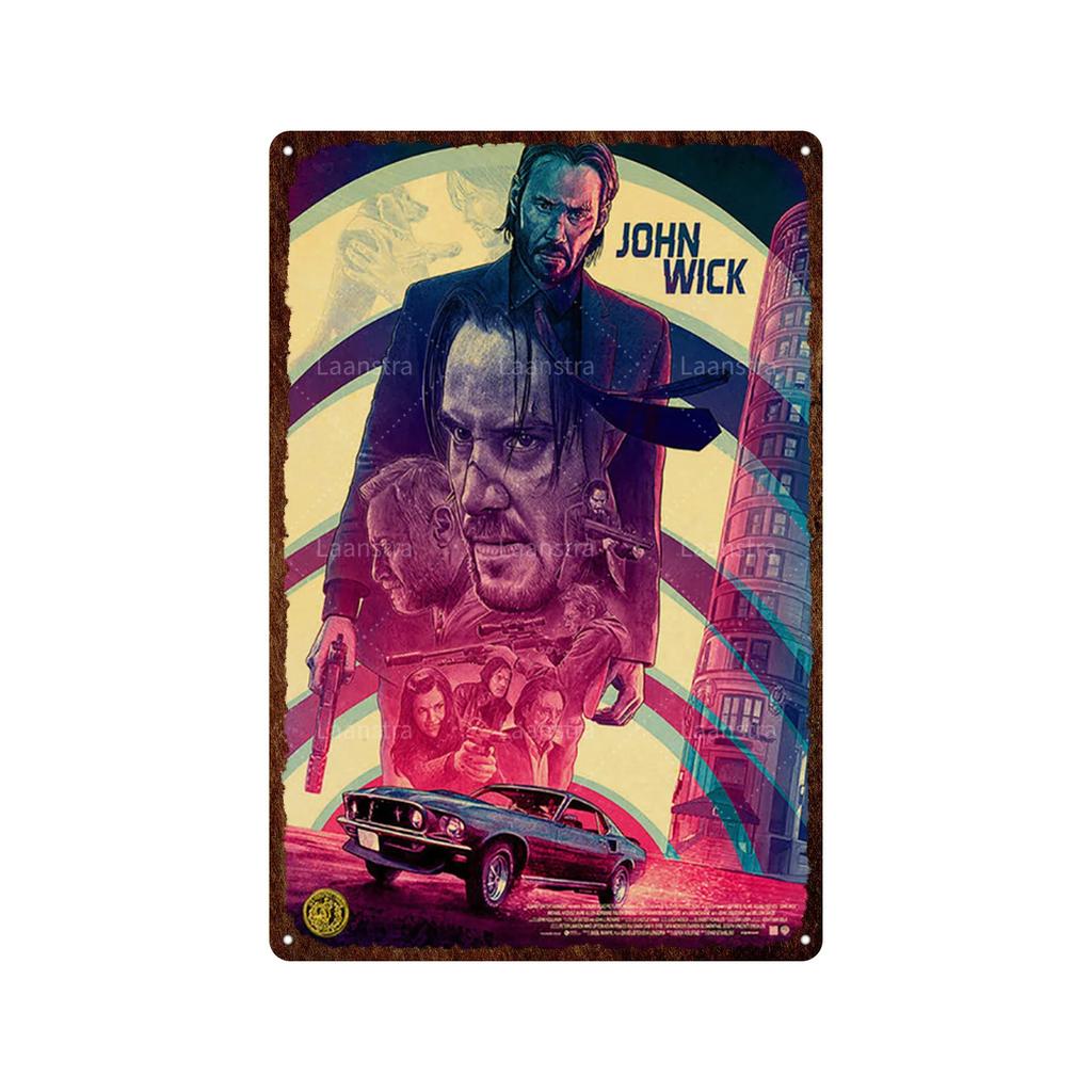 Vintage Movie Poster John Wick Poster Metal Sign Decorative Tin Painting Home Cafe Bar Kraft Poster Wall Sticker Decoration