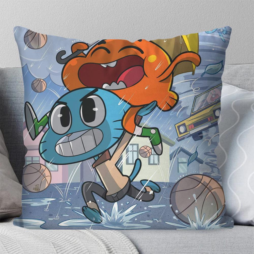 Cartoon The A-Amazing GumbalPillow Case Square Pillow Bedroom Sofa Leisure Comfort Cushion Car Living Room Home Decoration 40X40