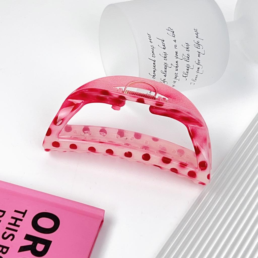 1pc Korean rose pink large polka dot grip clip, new summer hair clip on the back of the head, sweet and cute shark clip