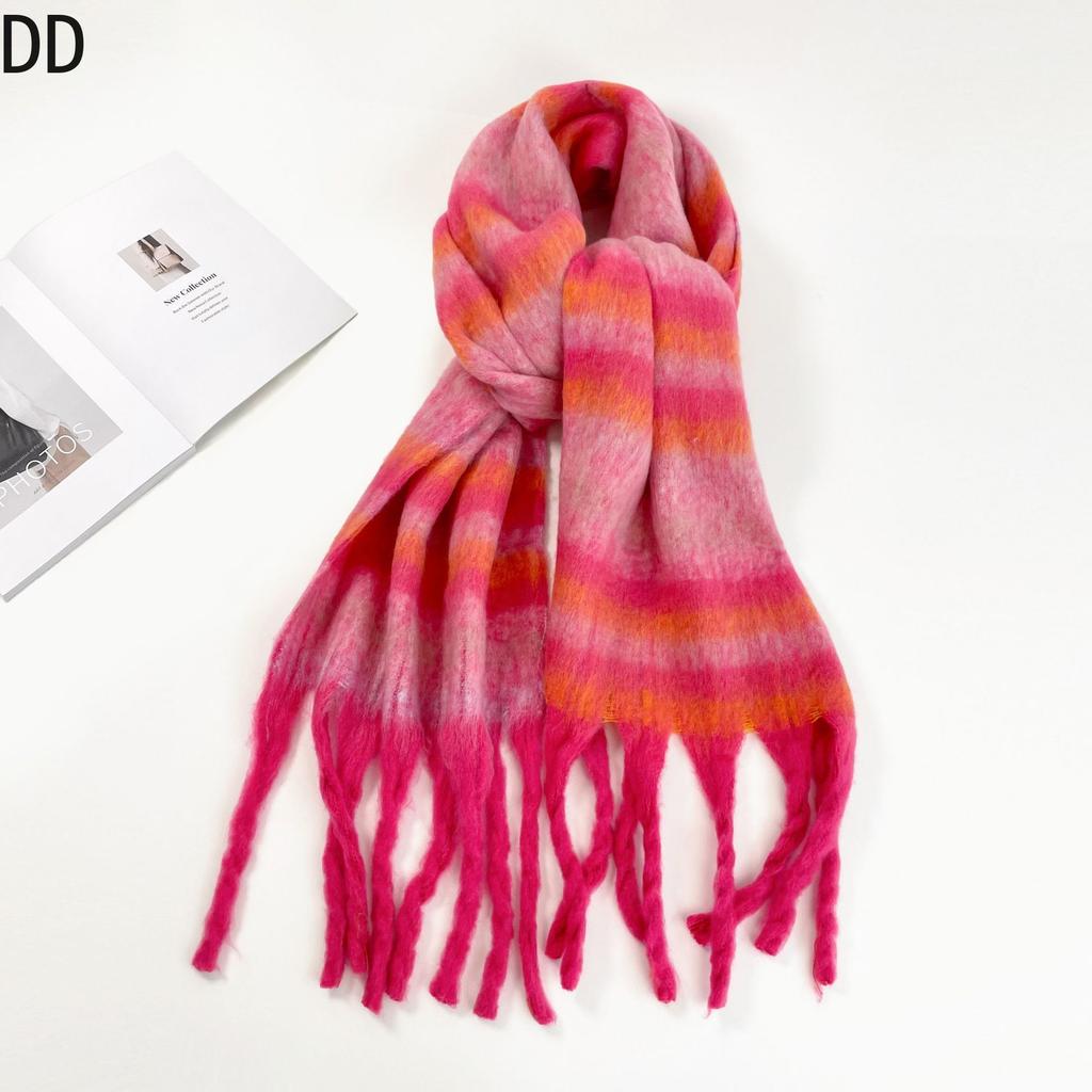 Chic Women Scarf Autumn Winter Mohair Versatile Luxury Green European Shawl Female Soft Warm Thermal Muffler Ladies Y2K Style