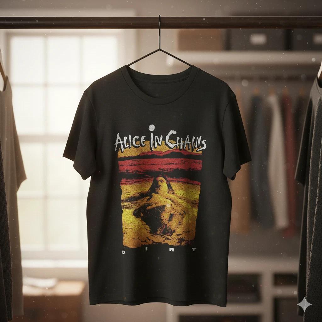 Alice In Chains Dirt Album Graphic T-Shirt Black Grunge Rock Band Tee - T480 L