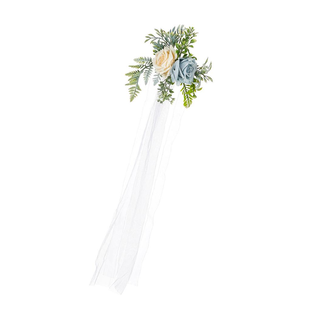 Wedding Aisle Decorations Chair Back Flower Decorations Artificial Flower with Long Ribbon for Ceremony Wedding Party