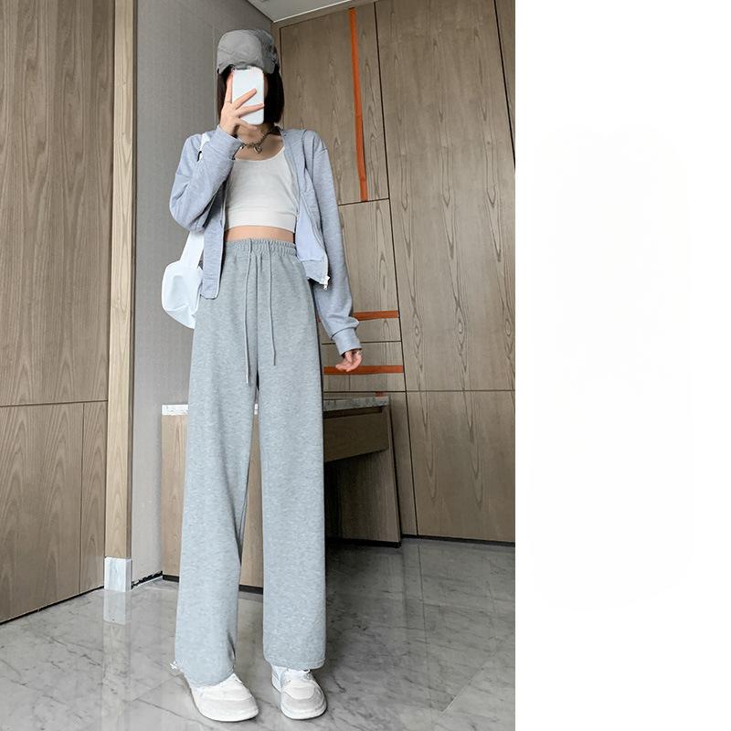 

Спортивные штаны женские, с высокой талией, тонкие свободные, повседневные широкие брюки, универсальные защитные брюки на шнурке 2XL светло-серый