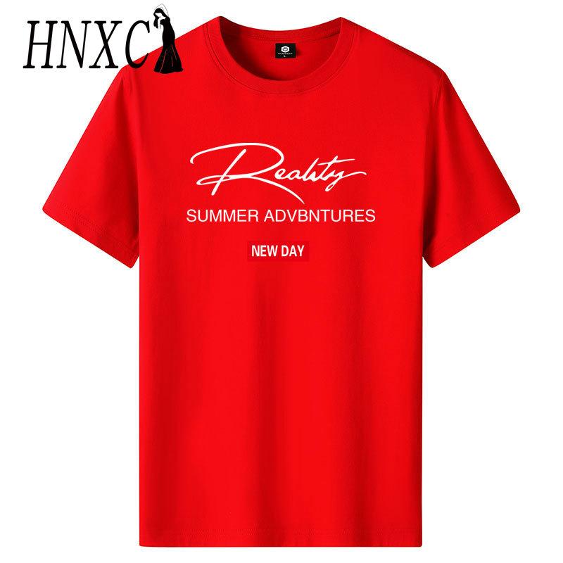 HNXC Bavlněné tričko s krátkým rukávem Pánská móda Košile s volným polovičním rukávem Košile s potiskem