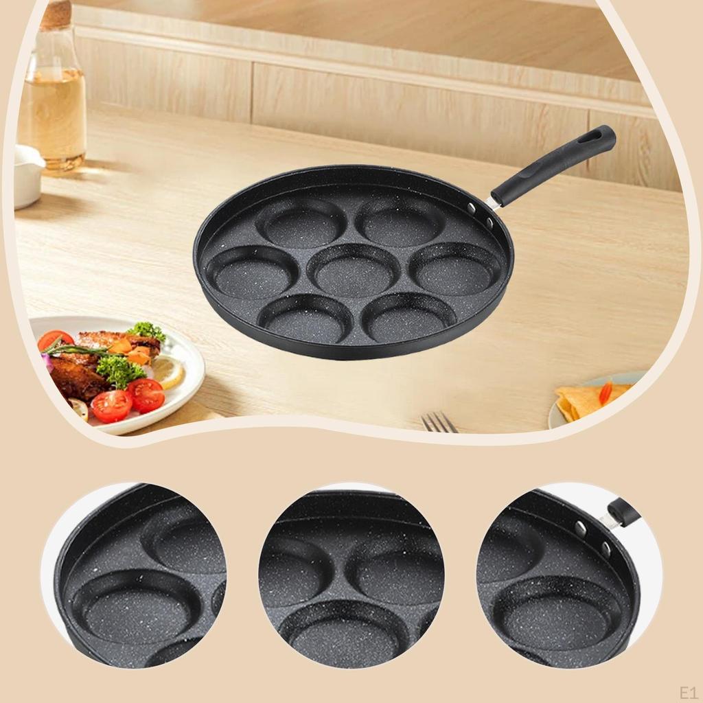7 Cup Egg Pan Skillet Induction Divided Cooker with Heat Resistant Handle Omelette Nonstick for