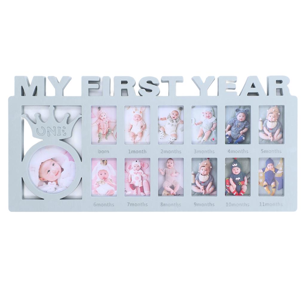 Newborn Photo Frame Durable Polished 12 Small Picture Frames Record Baby S Monthly Growth Baby Photo Frame for Gift