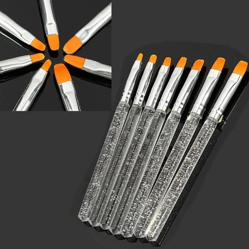 7pcs/set UV Gel Acrylic Crystal Nail Art Design Builder Salon Painting Brush Pen Set Hand Beauty Tools Accessory