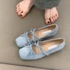 Square Head Bow Ballet Shoes Women's 2025 Summer New Gentle French Mary Jane Evening Breeze Light Mouth Single Shoes