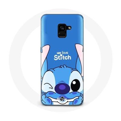 Deksel til Samsung Galaxy A8 Plus søt Stitch blå bakgrunn