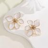 Five Petals Flowers Drop Earrings for Women Trendy Green White Enamel Oil Blooming Gardenia Flowers Dangle Earrings Jewelry
