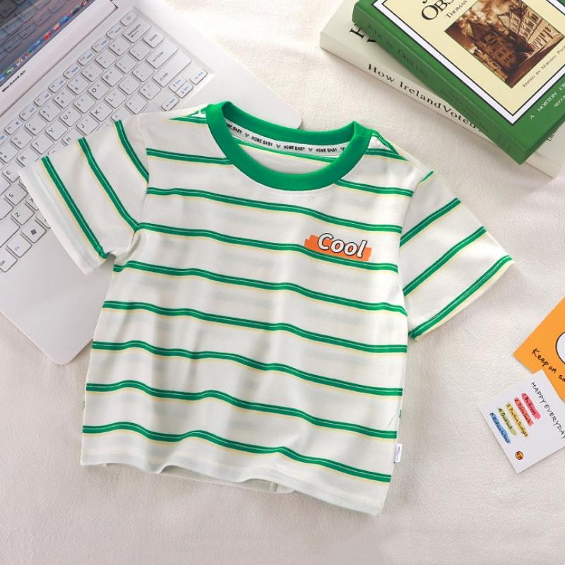 Children's Short-Sleeved Boys Girls Summer Striped T-Shirt Baby Thin Section Half-Sleeved Bottoming Shirt Casual Wear