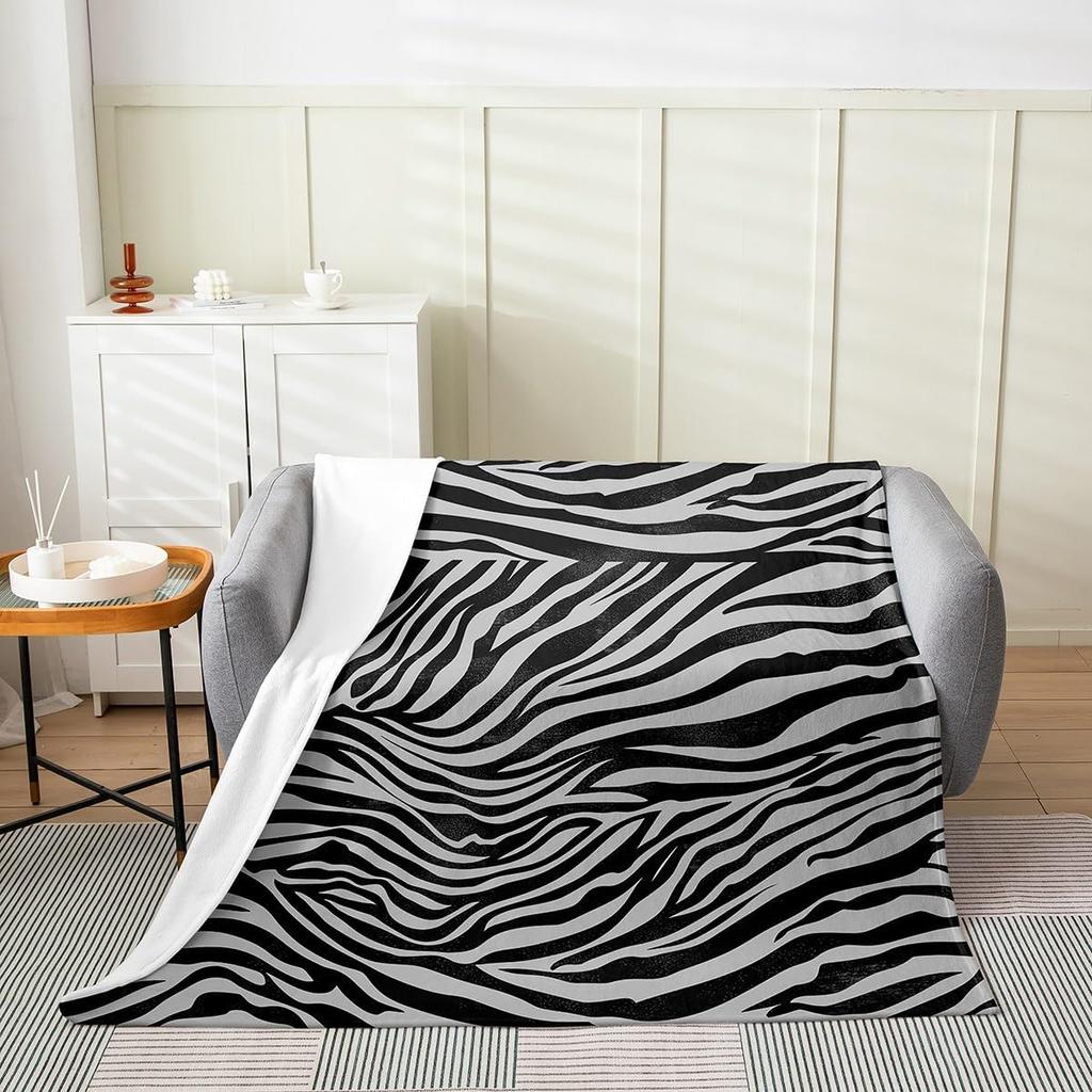 Pink Zebra Print Blanket Soft Fleece Throw Cozy Living Room Decor Animal Pattern Bed Cover Fashion Home Textile