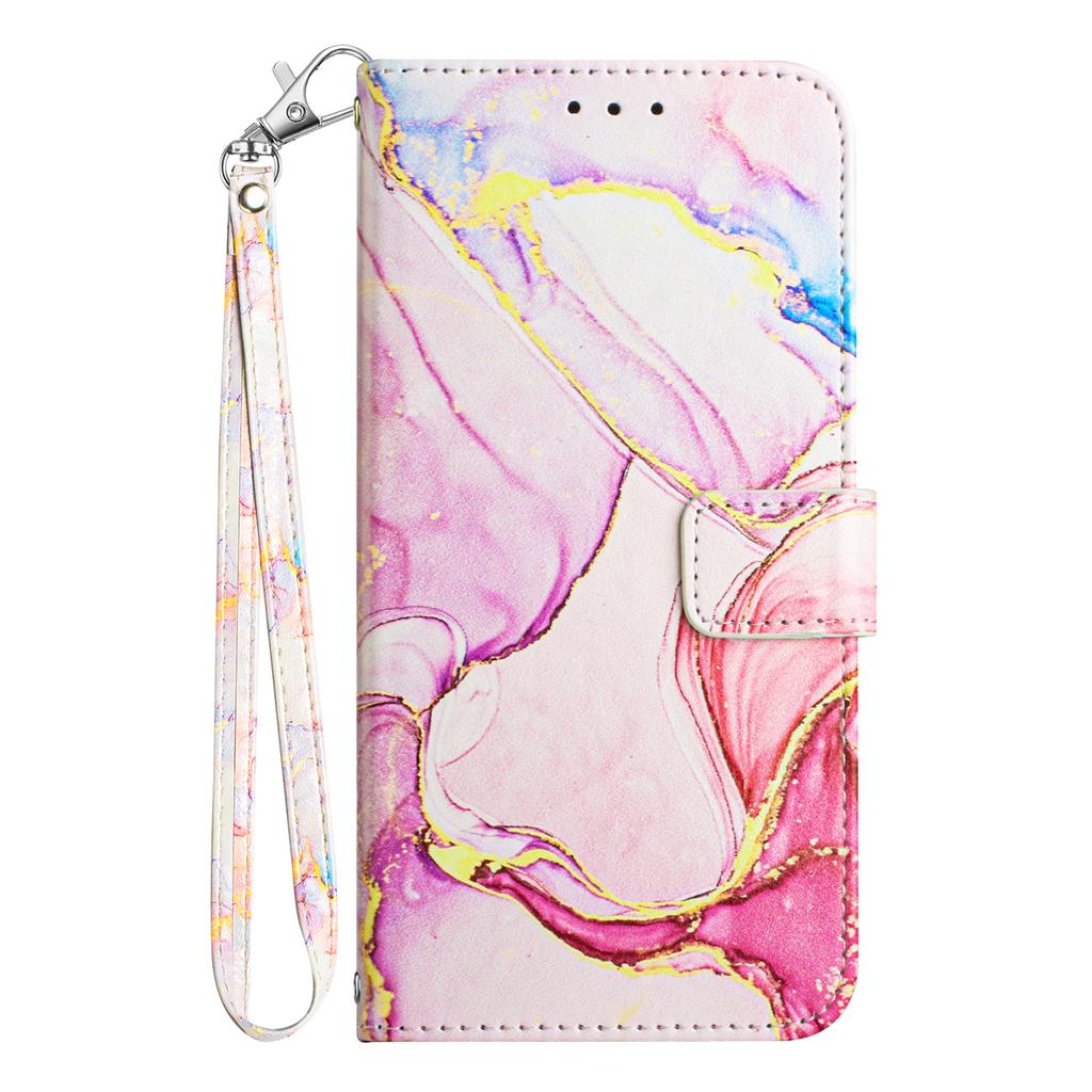 For Samsung Galaxy A35 5G Case with Strap Marble Pattern Leather Phone Cover Card Holder