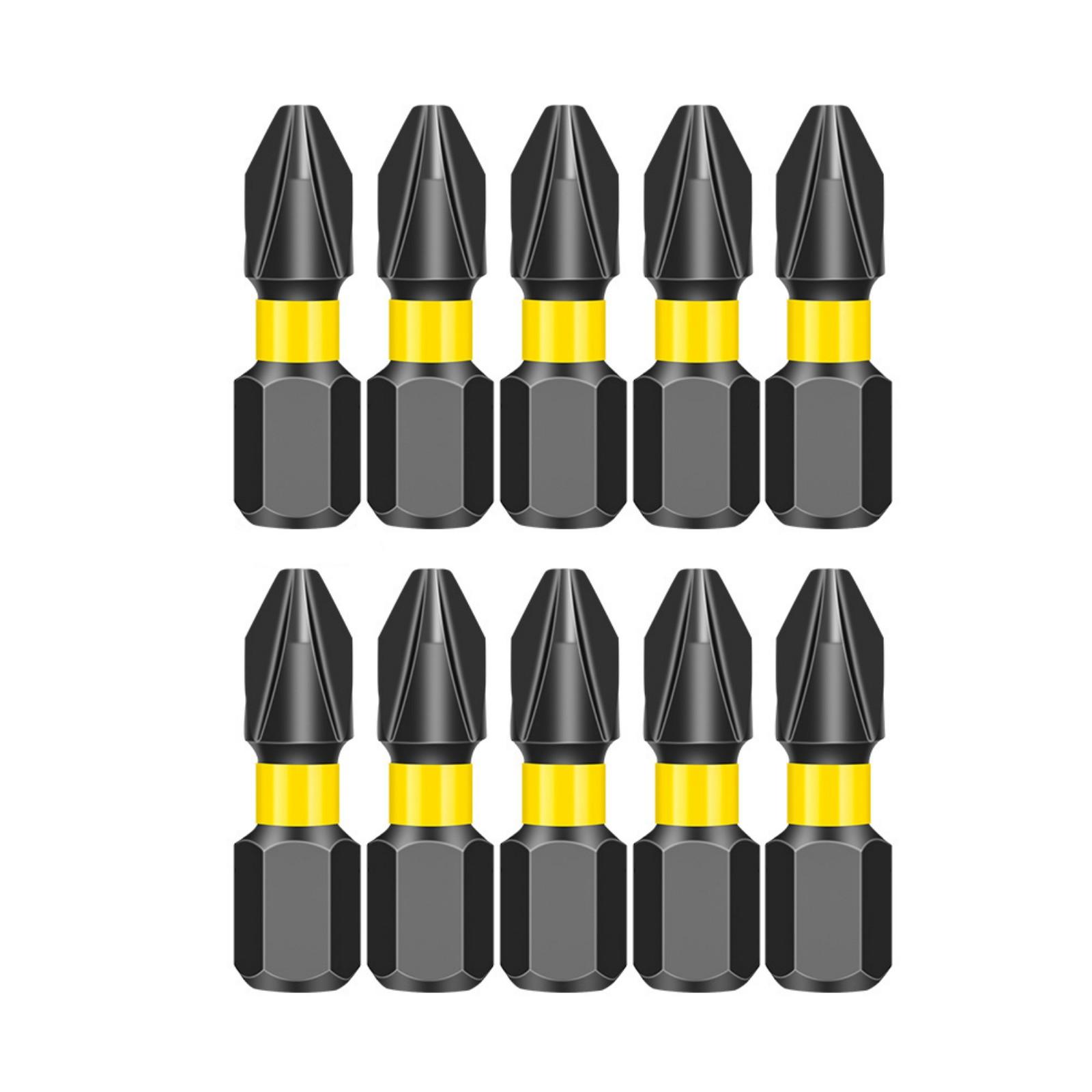 

10Pcs Screwdriver Bit Hexagonal Shank Electric Drill Bit Set Screw Drill Head Power Tool Drill Attachment Part 25MM