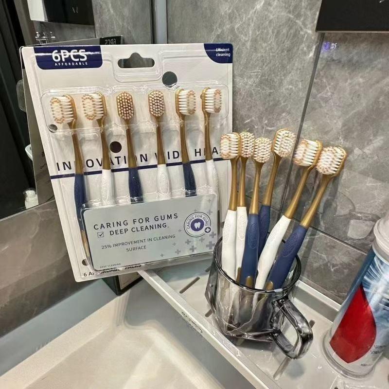 6Pcs Men'S And Women'S Manual Wide Head Soft Hair Toothbrush For Gentle Oral Cleaning For Adults Couples