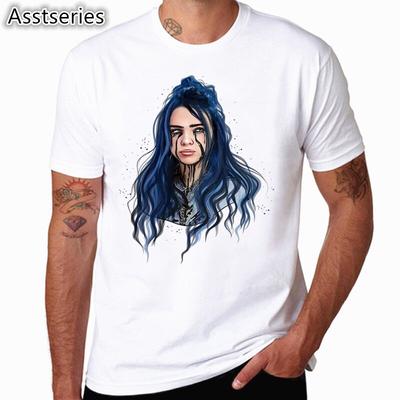 Mens 3D Short Sleeve Billie Copycat Eilish Tee T-Shirt White