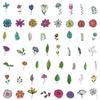 50 Leaves and Flowers Doodle Stickers Suitcase Car Notebook Refrigerator Water Cup Waterproof Decorative Stickers