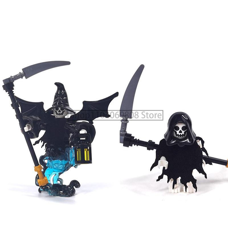 MOC Halloween Building Blocks Skeleton Army Knight Figures Flame Horse Medieval Vampire Furniture Assembly DIY Bricks Toys Gifts
