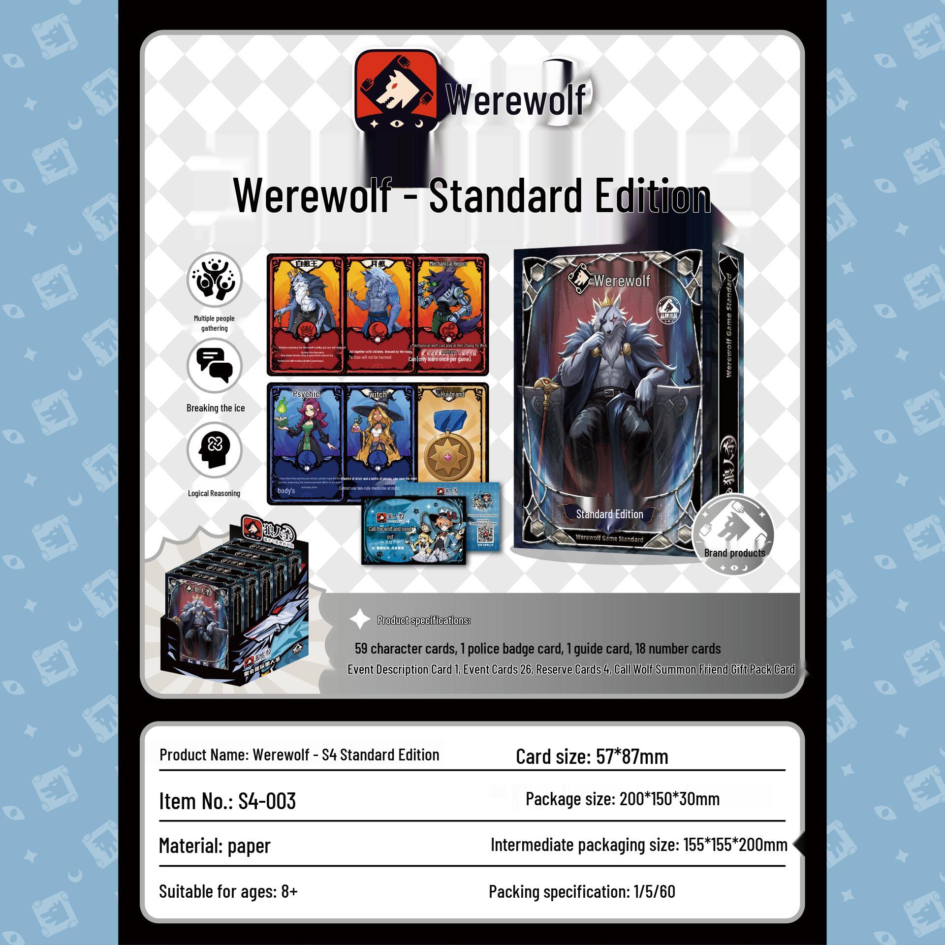 

Werewolf S7 Deluxe Collector s Edition Board Game: 69 Character Cards, Police Badge, Buzzer, Card Holder, and Werewolf Card