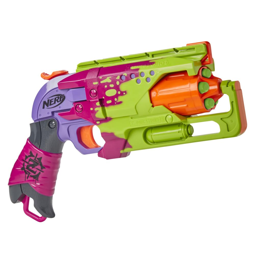 

Бластер NERF Zombie Strike Hammershot - Действие с взведением курка и выстрелом, 5 официальных дротиков Zombie Strike - Расцветка с брызгами (Эксклюзив Амазонки)