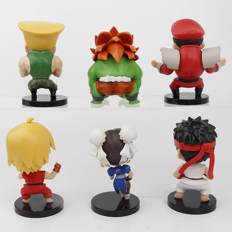 6pcs/set Game Street Fighter CHUN LI RYU Ken Guile Akuma PVC Action Figure Collectible Model Toys