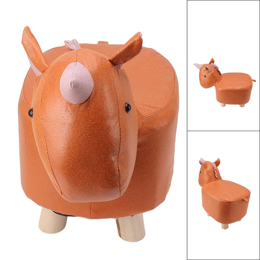 Cute Animal Footstool with Soft Padded Cushion and Prevent Slip Feet Small Footrest Stools for Kids Adults