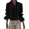 Summer New Women's Casual Loose Fashion Ruffled Solid Color Patchwork Short Sleeve Shirt