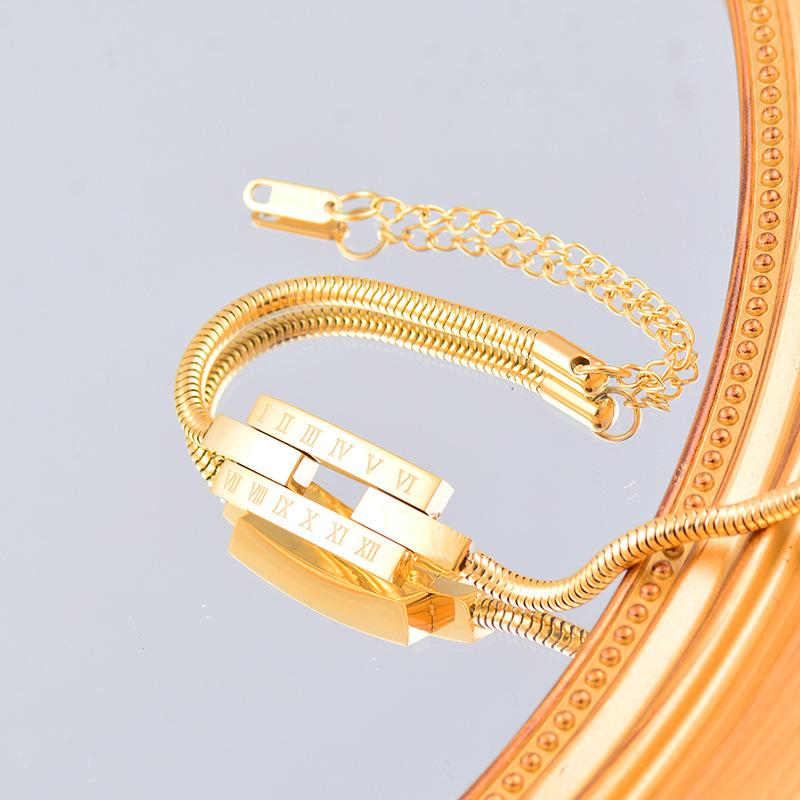 Titanium Titanium Steel Roman Digital Hollow Square Bracelet