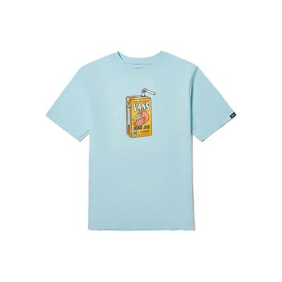 T-shirt Motif Imprimé Lettres Col Rond Côtelé Manches Courtes Hauts pour Enfants Bleu VN00080CG50