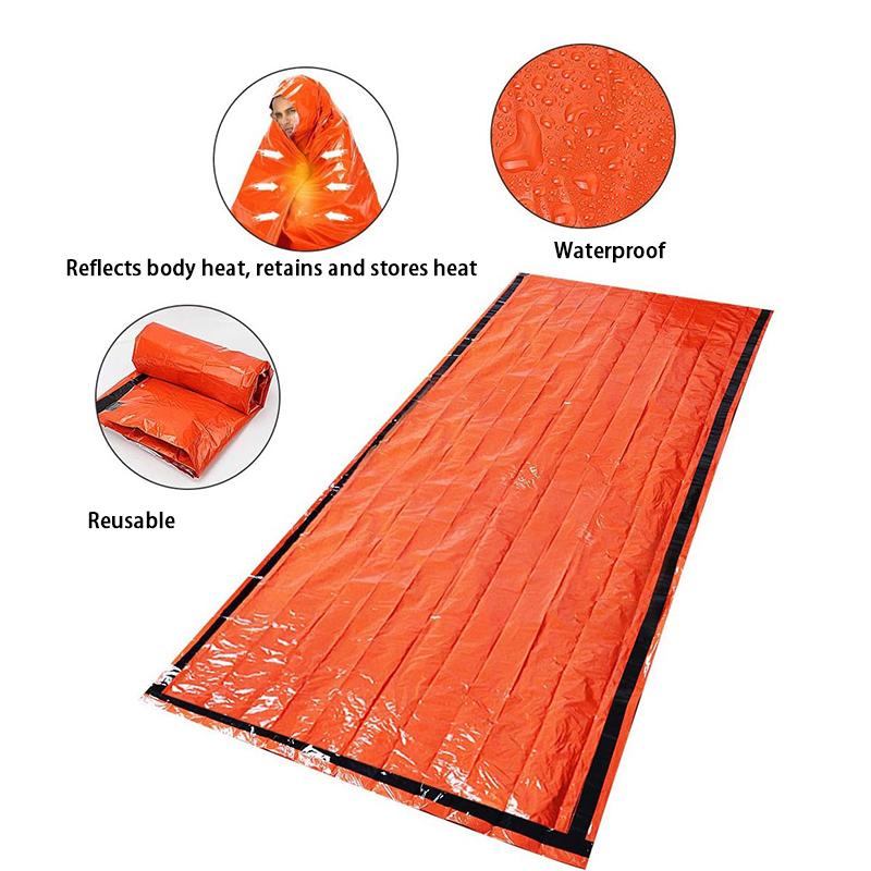 Portable Waterproof Emergency Survival Sleeping Bag Outdoor Camping Gear Thermal Sack First Aid Rescue Kit Mylar Blanket