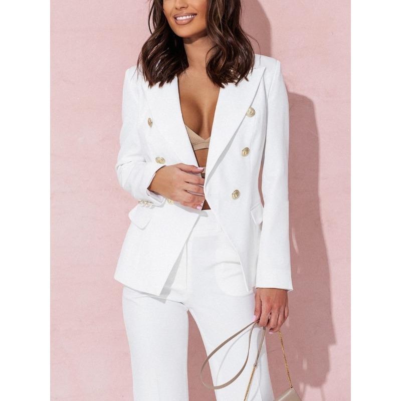 JKASHDK Damenmode, lässig, Frühling und Herbst, einfarbig, langärmelig, POLO-Ausschnitt, Hose, Hosenanzüge