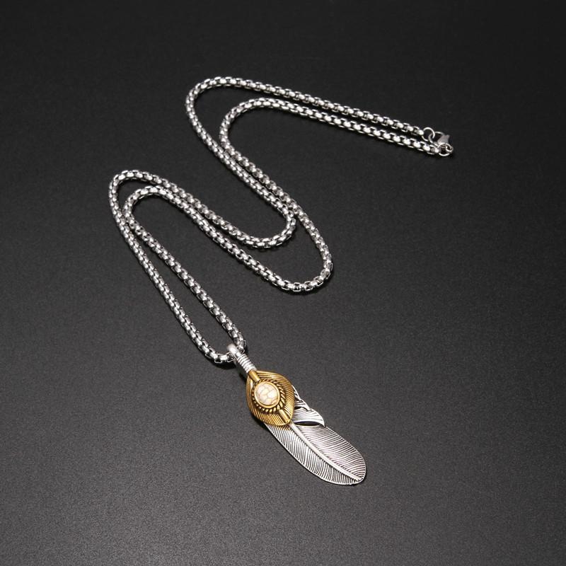 Feather Necklace Men'S And Women'S Trend Brand Leaf Eagle Claw Reproduction Takahashi Pendant Sweater Chain Necklace