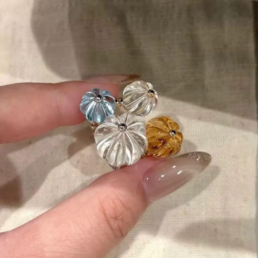 Dopamine Crystal Pumpkin Open Rings Versatile Jewelry Gifts Trendy Hand Decoration for Women